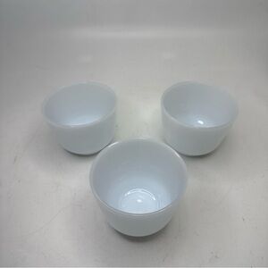 3 Federal Glass White Milk Glass Custard Cups Ramekins
